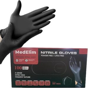 Nitrile Medical Gloves, Black, 5 Mil (100)