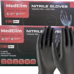 Nitrile Medical Gloves, Black, 5 Mil (200)