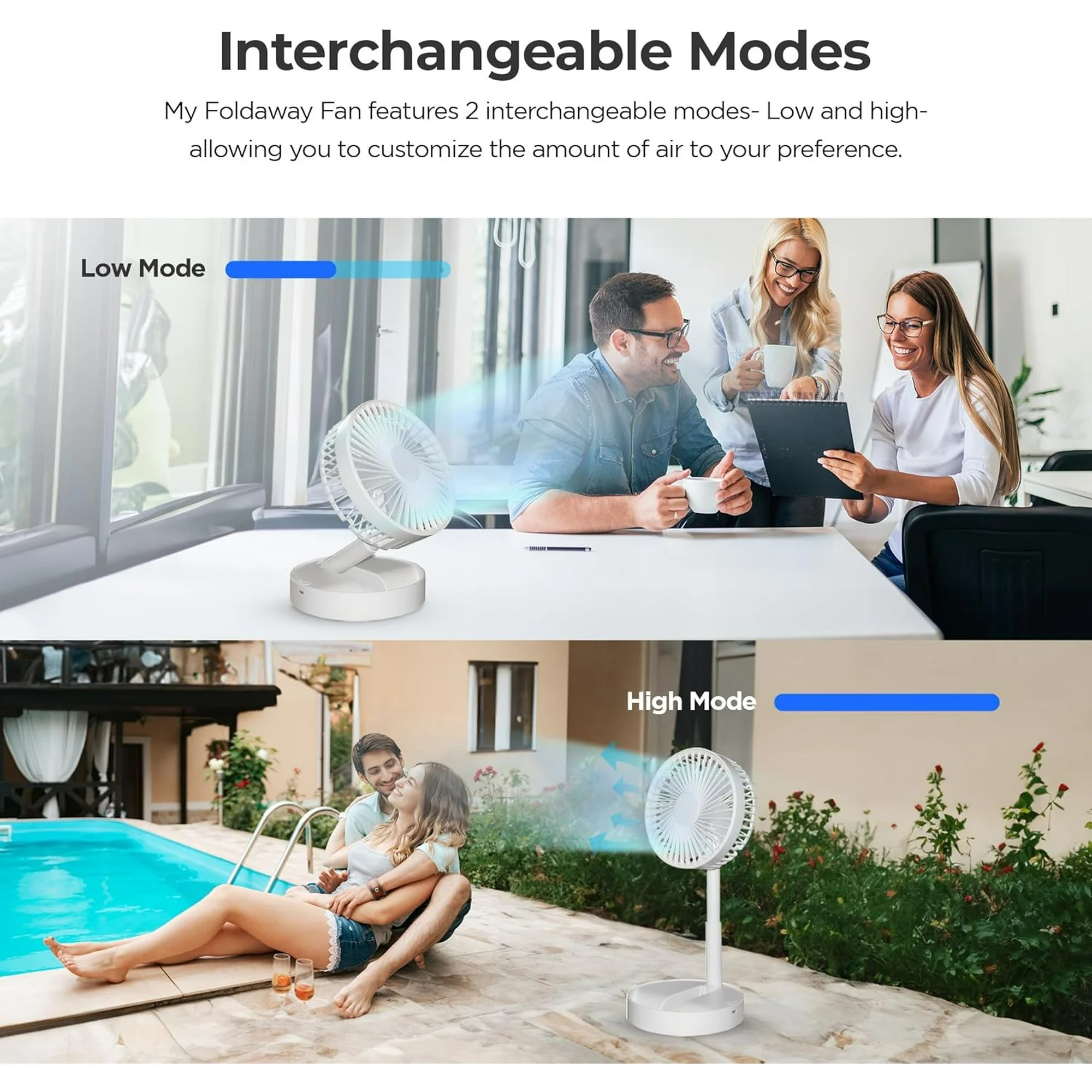 Bell + Howell My Foldaway Fan Rechargeable Fan Collapsible, Ultra Lightweight Portable Compact Extendable to 12" High with 2 Speed Modes As Seen On TV - Image 10
