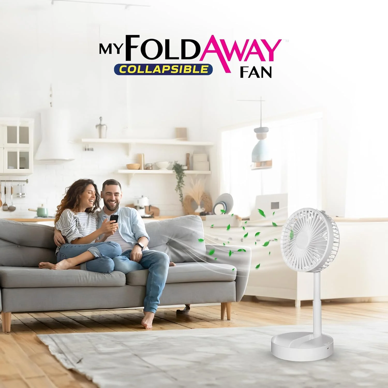 Bell + Howell My Foldaway Fan Rechargeable Fan Collapsible, Ultra Lightweight Portable Compact Extendable to 12" High with 2 Speed Modes As Seen On TV - Image 7