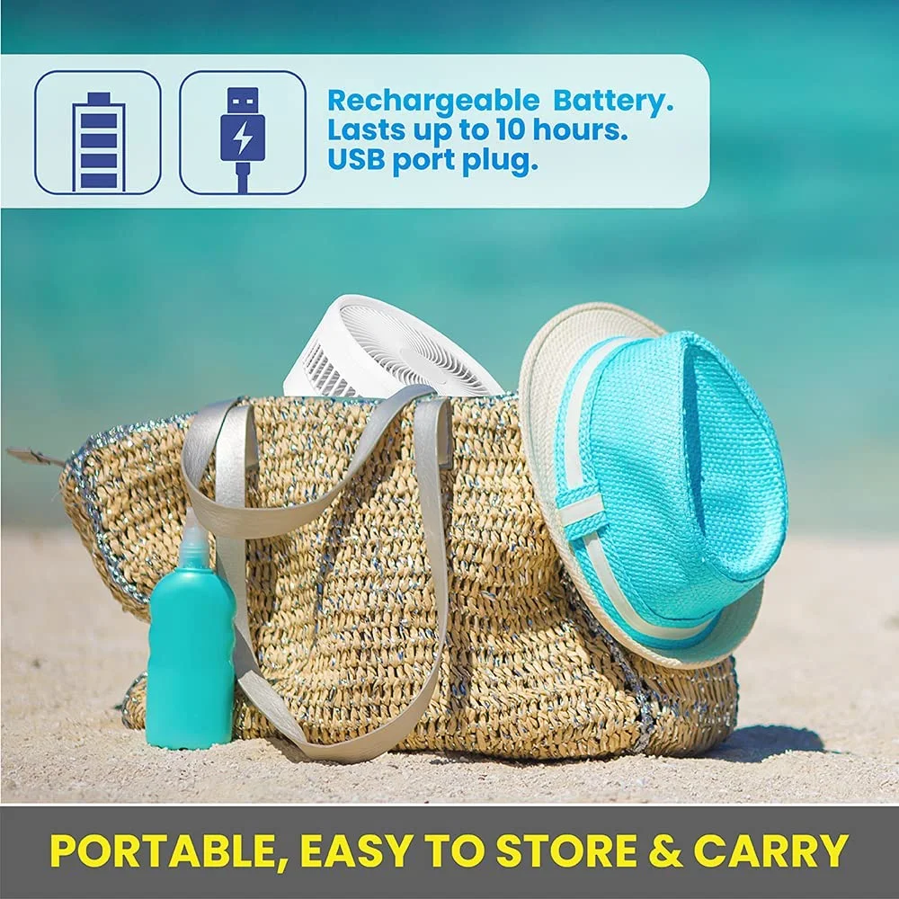 Bell + Howell My Foldaway Fan Rechargeable Fan Collapsible, Ultra Lightweight Portable Compact Extendable to 12" High with 2 Speed Modes As Seen On TV - Image 8