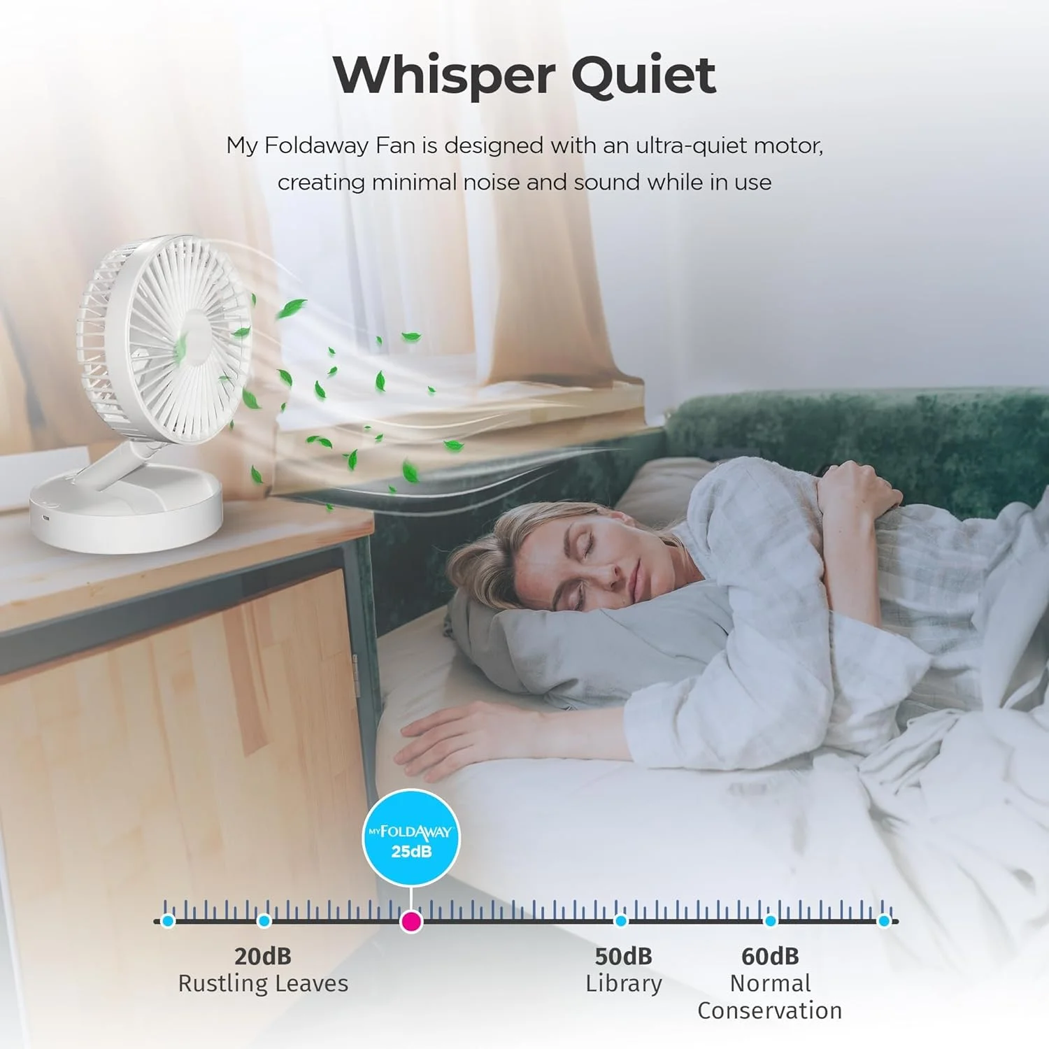 Bell + Howell My Foldaway Fan Rechargeable Fan Collapsible, Ultra Lightweight Portable Compact Extendable to 12" High with 2 Speed Modes As Seen On TV - Image 9