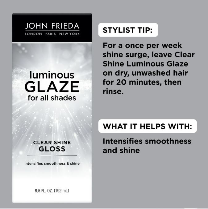 John Frieda Clear Hair Shine Gloss Treatment, Luminous Glaze, Rich Color, without Frizz, for Men and Women, 6.5 oz - Image 2