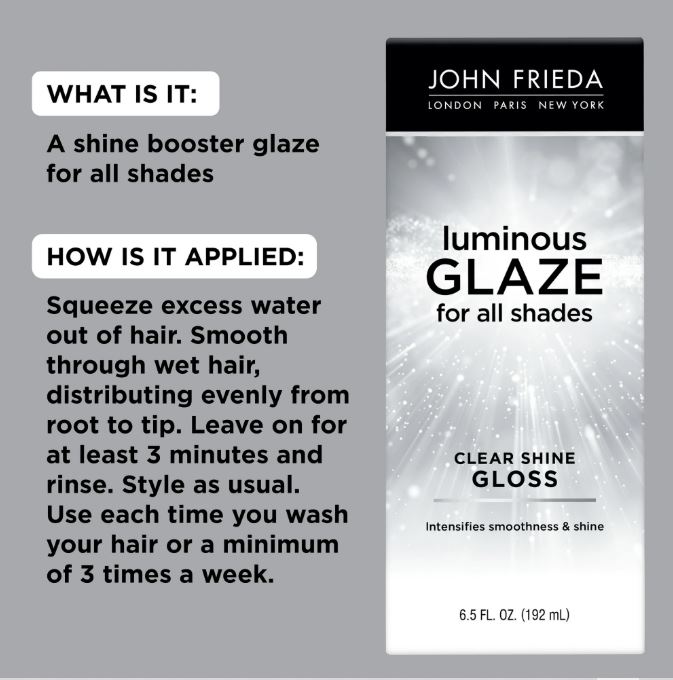 John Frieda Clear Hair Shine Gloss Treatment, Luminous Glaze, Rich Color, without Frizz, for Men and Women, 6.5 oz - Image 3