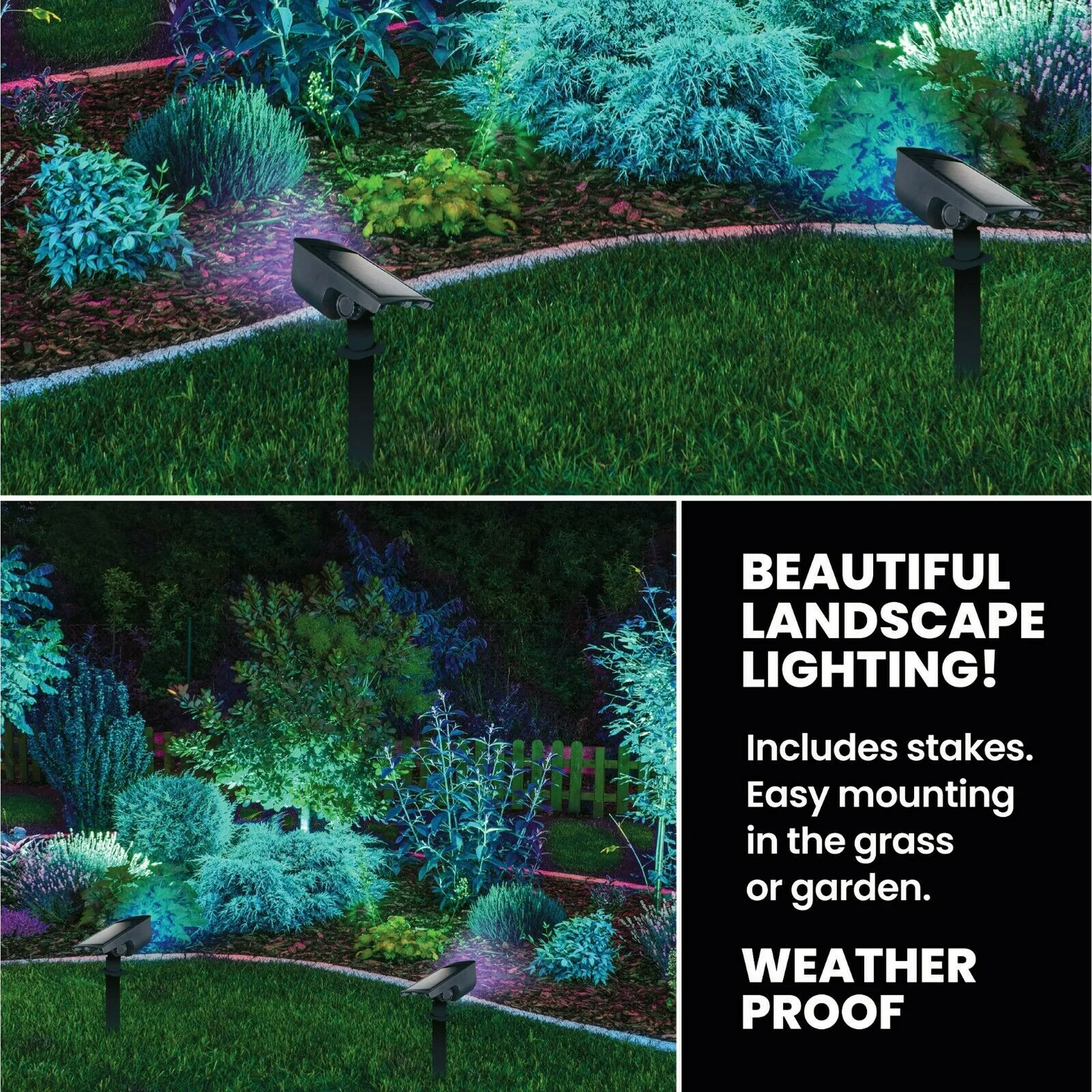 Bell and Howell Solar Lights Outdoor Solar Powered Garden Lights LED Motion Sensor Waterproof Outside Spotlights Patio 2 Pack - Image 3
